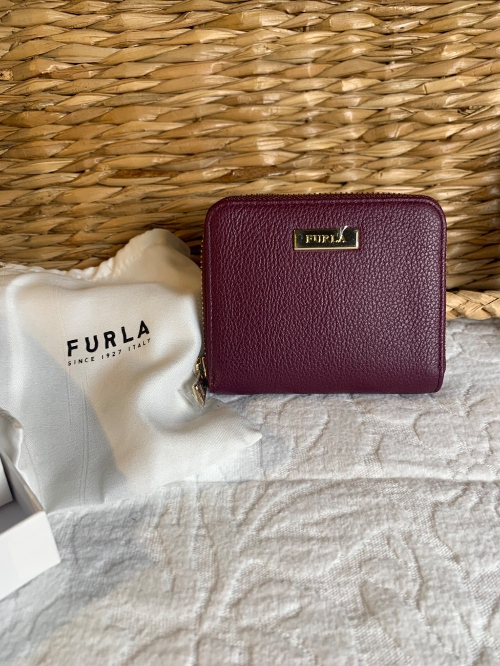 Furla-plum colored leather mini wallet NWT - Picture 2 of 11